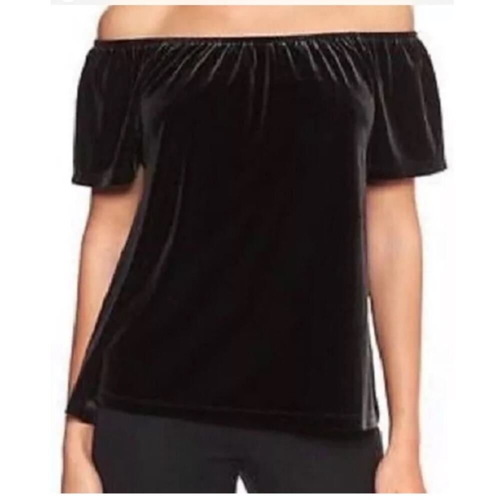 Gap Black Velvet Top Off The Shoulder Blouse Size XL